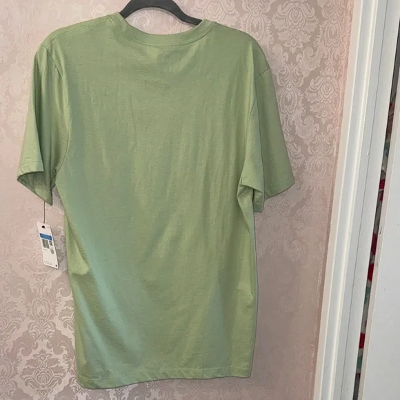 Nike Light Green Graphic Logo Short Sleeve Tee with Neon Orange Accents - Picture 7 of 10